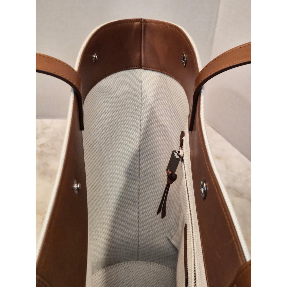 Saint‎ Laurent Rive Gauche Panier Canvas Bucket Tote Bag Brown 735728 FABJN - Picture 11 of 15